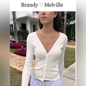 Brandy Melville Paige Ruffle Long Sleeve Button Front Top